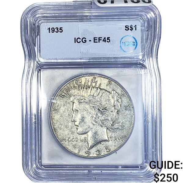 1935 Silver Peace Dollar ICG EF45