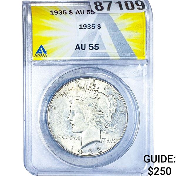 1935 Silver Peace Dollar ANACS AU55