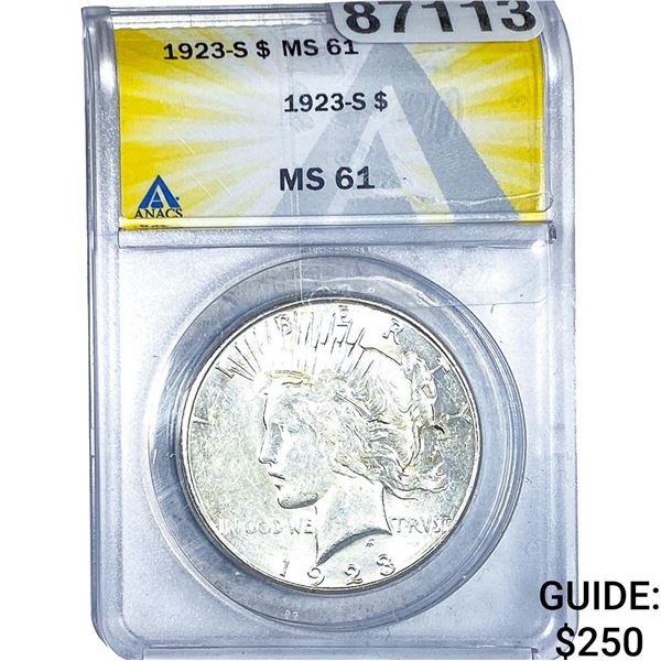 1923-S Silver Peace Dollar ANACS MS61