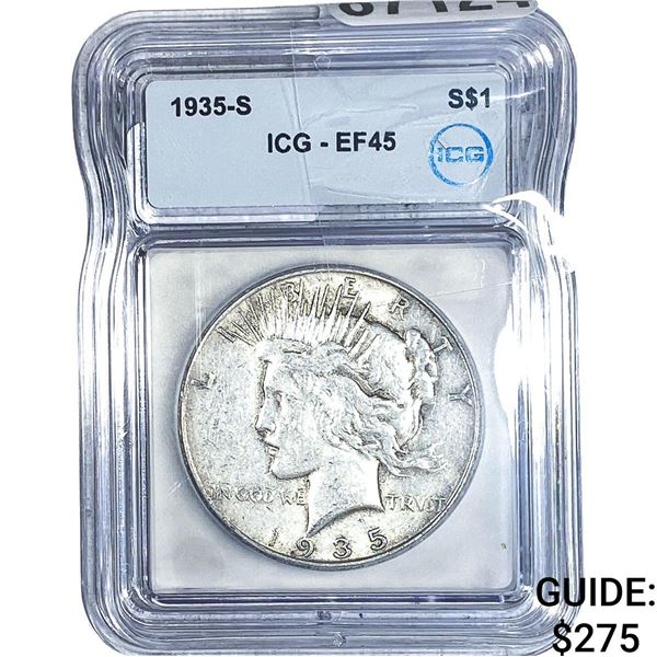 1935-S Silver Peace Dollar ICG EF45
