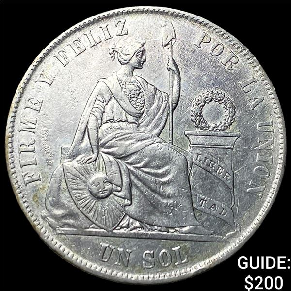 1869 Peru Silver 1 Sol KM 196.3