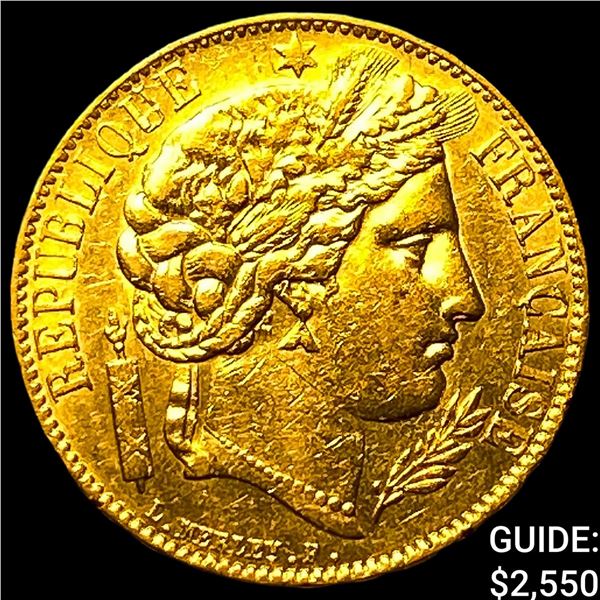 1851 French Gold 20 Francs Cerces Type .1867oz AGW
