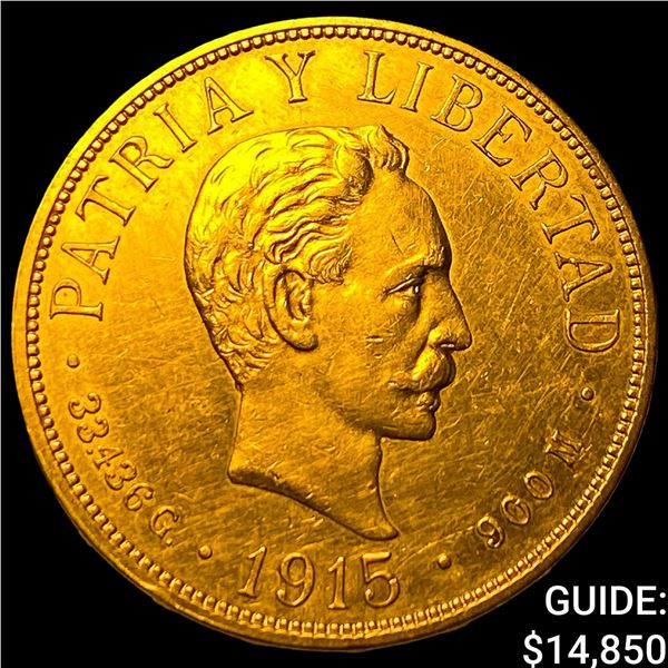 1915 Cuba Gold 20 Pesos .9675oz AGW