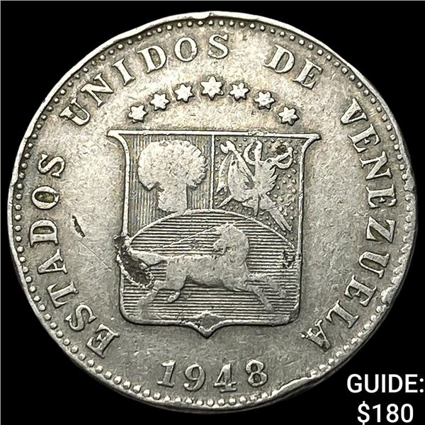 1948 Venezuela Silver 12.5 Centimos