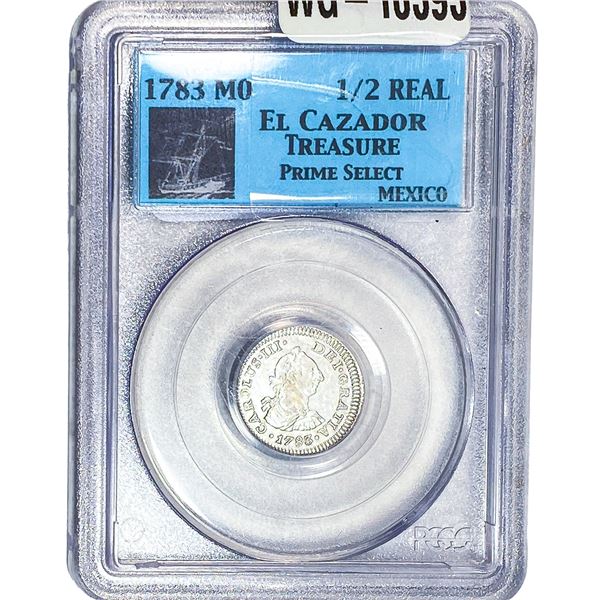 1783 Mo Mexico El Cazador SIlver 1/2 Real Treasure PCGS