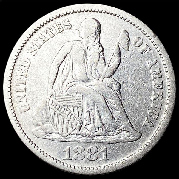 1881 Silver Seated Liberty Dime ABOUT UNCIRCULATED