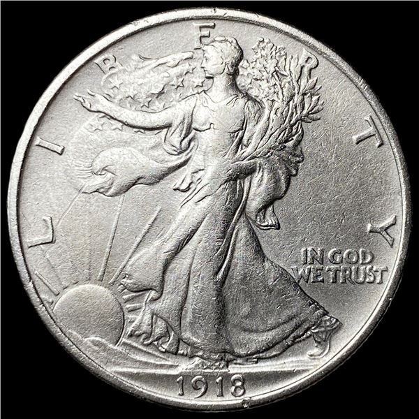 1918 Silver Walking Liberty Half Dollar NEARLY UNCIRCULATED