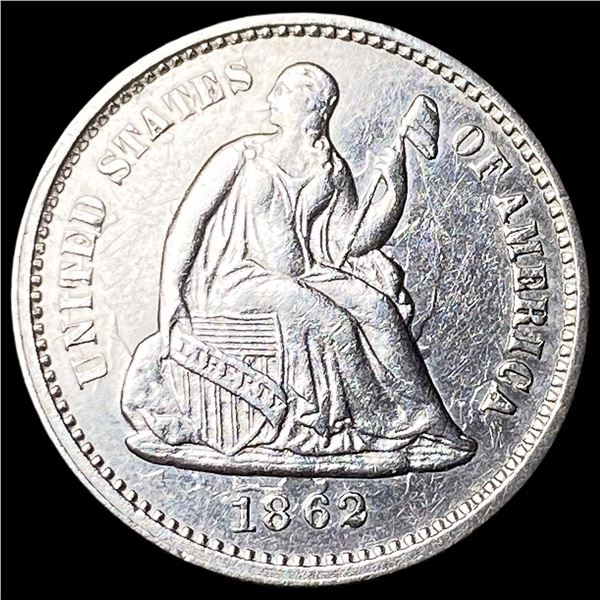 1862 Silver Seated Liberty Half Dime CLOSELY UNCIRCULATED