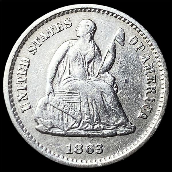 1863-S Silver Seated Liberty Half Dime CLOSELY UNCIRCULATED