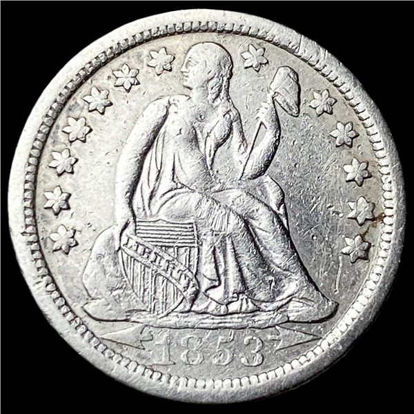 1853-O Arrows Silver Seated Liberty Dime NEARLY UNCIRCULATED