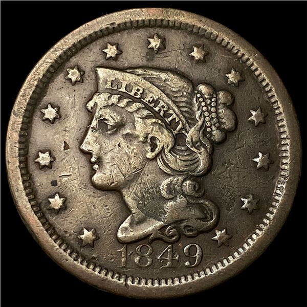 1849 Braided Hair Large Cent NEARLY  UNCIRCULATED