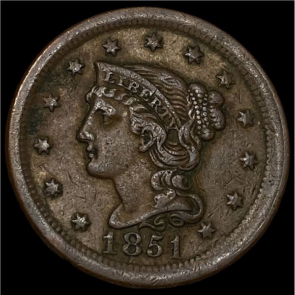 1851 Braided Hair Large Cent NEARLY  UNCIRCULATED