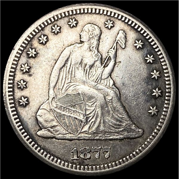 1877-CC Silver Seated Liberty Quarter CLOSELY  UNCIRCULATED