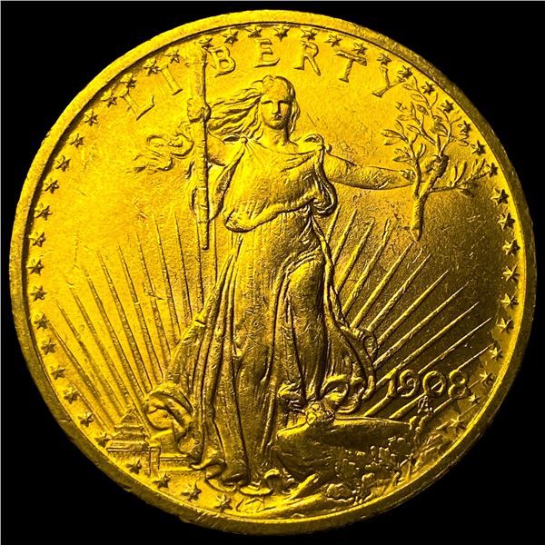 1908 No Motto Saint-Gaudens $20 Gold Double  Eagle UNCIRCULATED