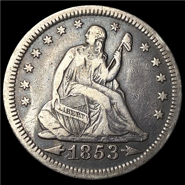 1853 Arrows/Rays Seated Liberty Quarter NEARLY UNCIRCULATED