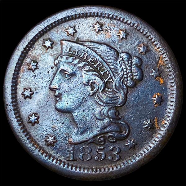 1853 Braided Hair Large Cent NEARLY  UNCIRCULATED