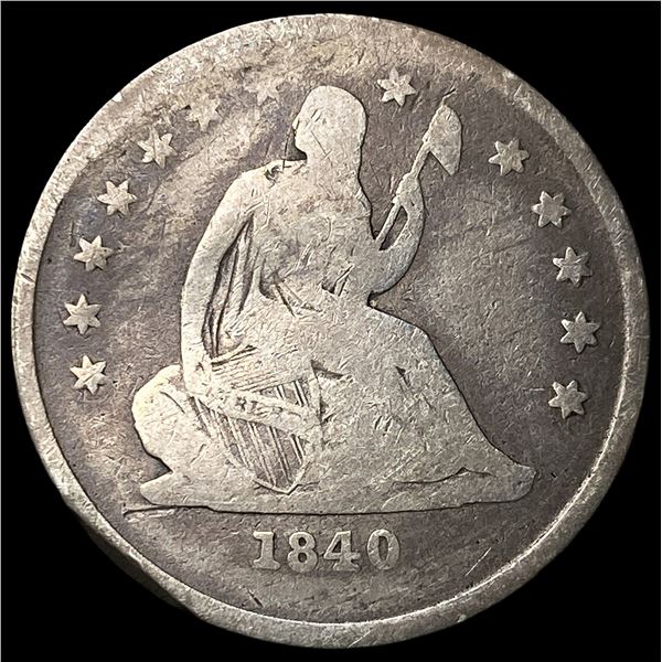 1840-O Silver Seated Liberty Quarter LIGHTLY  CIRCULATED