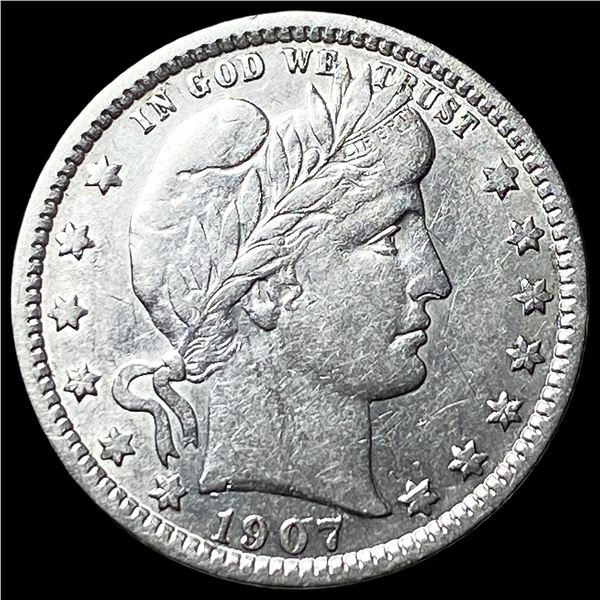 1907 Silver Barber Quarter NEARLY UNCIRCULATED