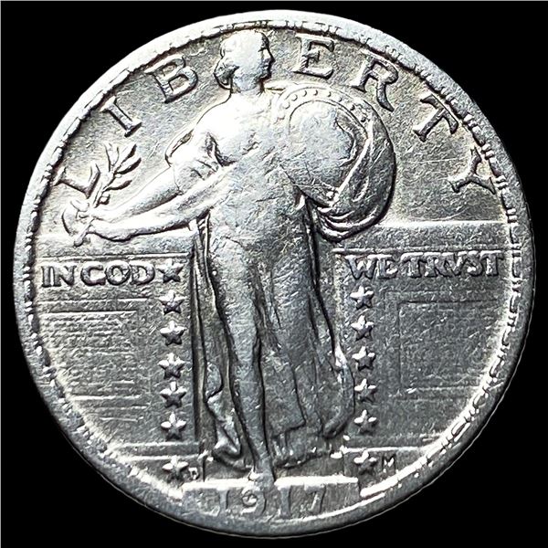1917-D Type 2 Silver Standing Liberty Quarter LIGHTLY CIRCULATED