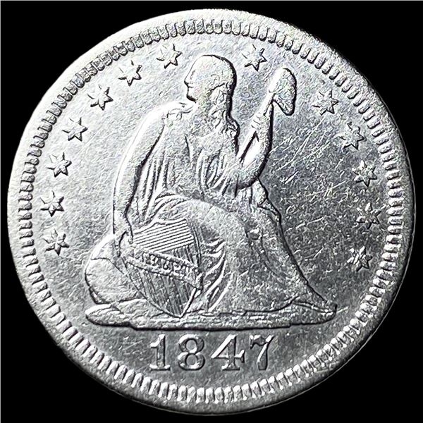 1847-O Silver Seated Liberty Quarter NEARLY  UNCIRCULATED