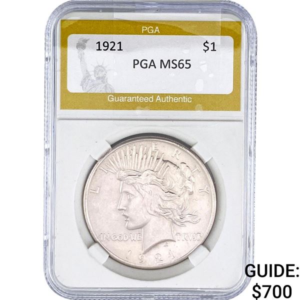 1921 Silver Peace Dollar PGA MS65