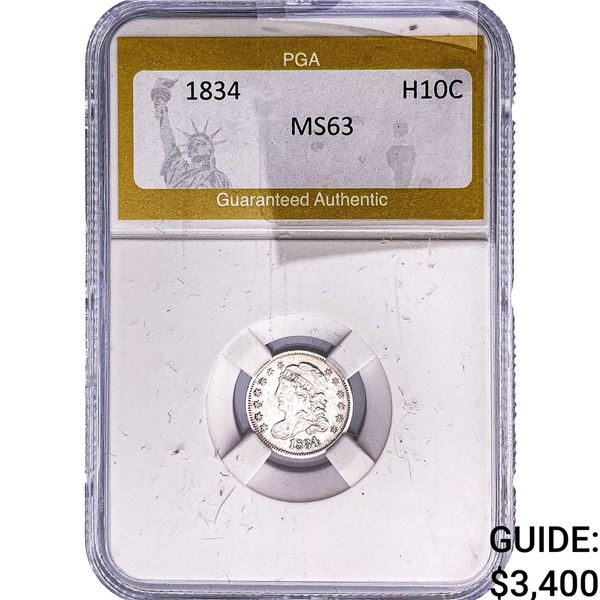 1834 Capped Bust Half Dime PGA MS63