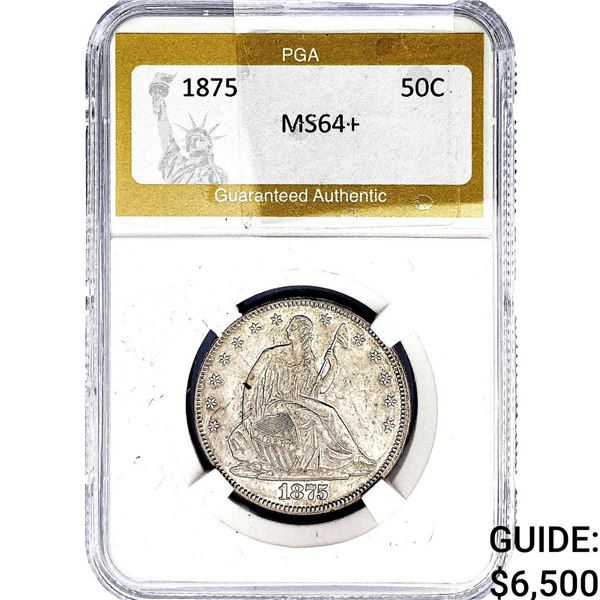1875 Seated Liberty Half Dollar PGA MS64+