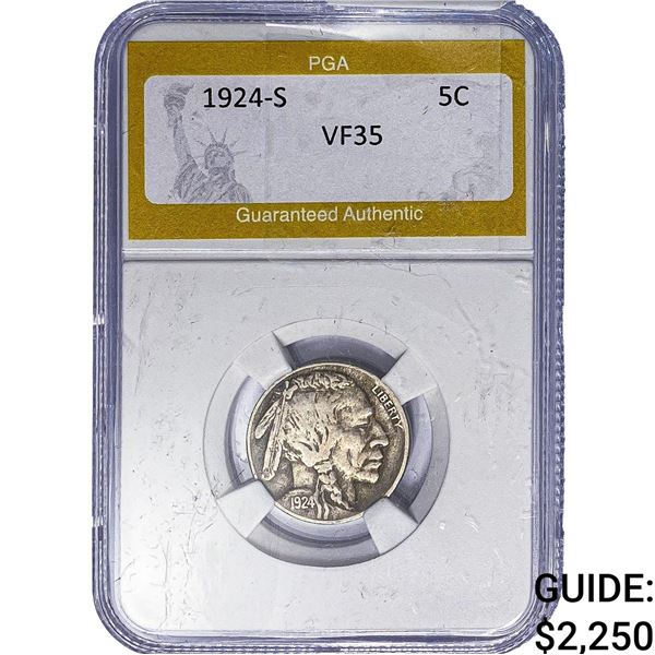 1924-S Buffalo Nickel PGA VF35