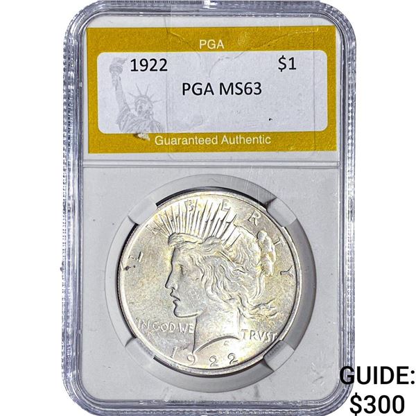 1922 Silver Peace Dollar PGA MS63