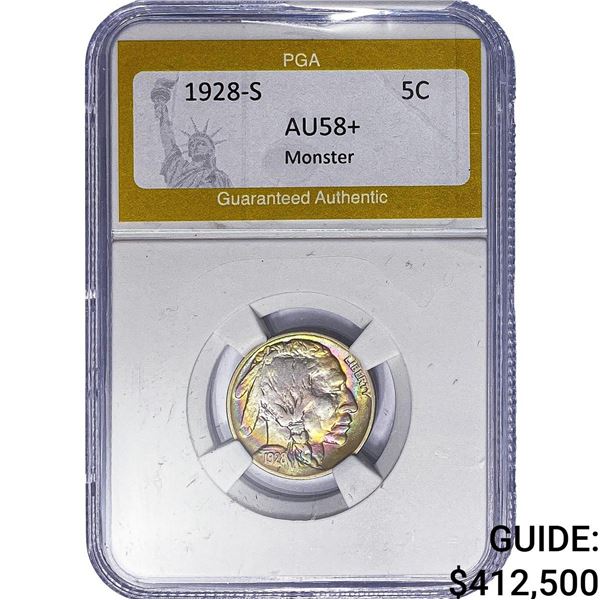 1928-S Buffalo Nickel PGA AU58+ Monster