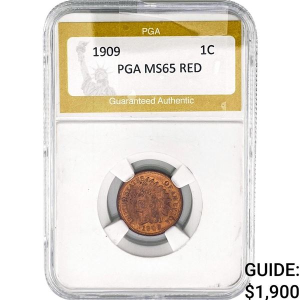 1909 Indian Head Cent PGA MS65 RED