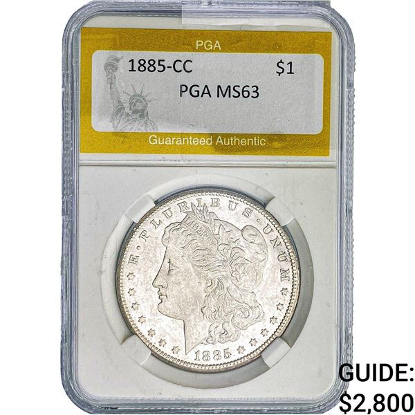 1885-CC Morgan Silver Dollar PGA MS63