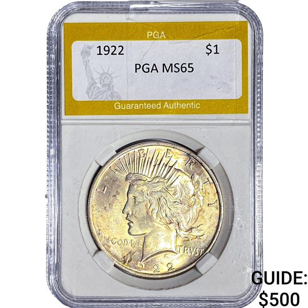 1922 Silver Peace Dollar PGA MS65
