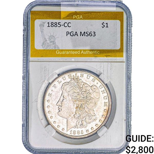 1885-CC Morgan Silver Dollar PGA MS63