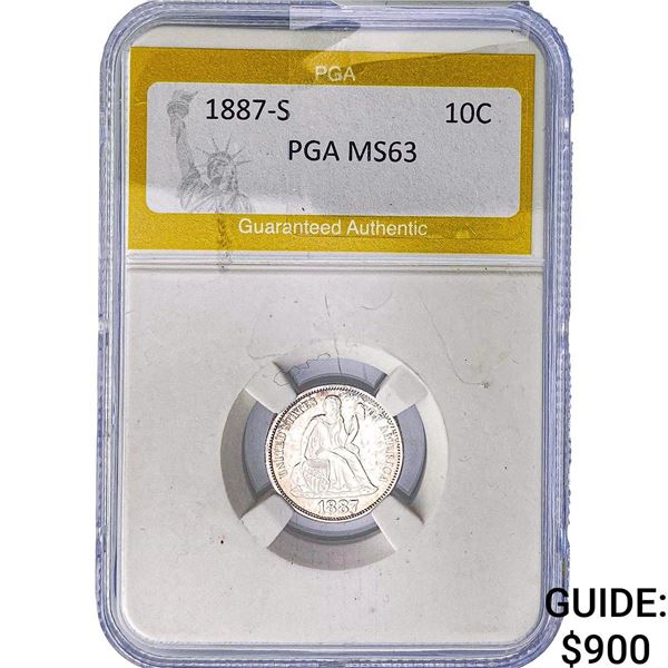 1887-S Seated Liberty Dime PGA MS63