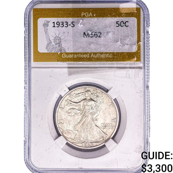 1933-S Walking Liberty Half Dollar PGA MS62