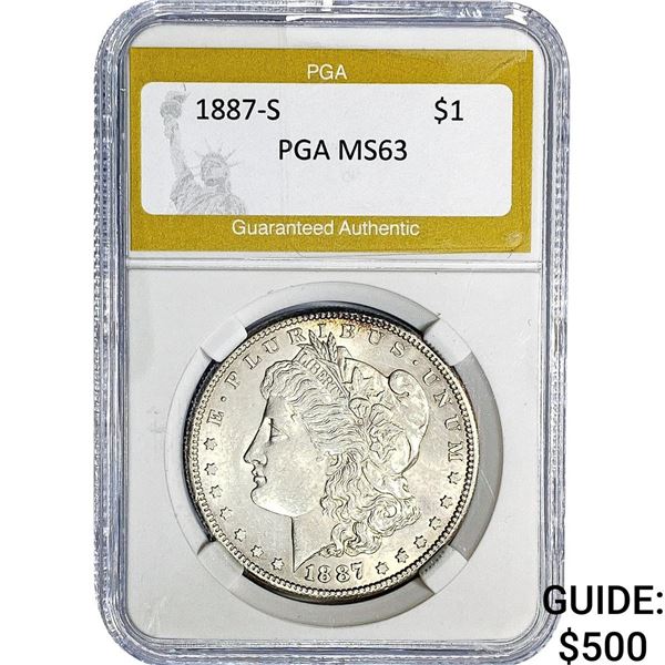 1887-S Morgan Silver Dollar PGA MS63