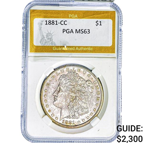1881-CC Morgan Silver Dollar PGA MS63