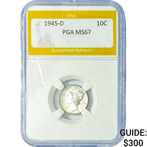 1945-D Mercury Silver Dime PGA MS67