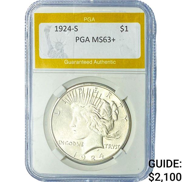 1924-S Silver Peace Dollar PGA MS63+