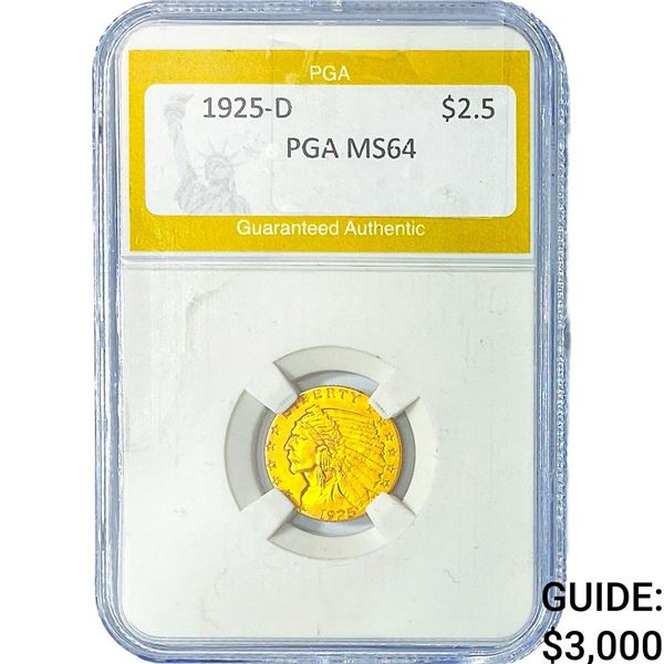 1925-D $2.50 Gold Quarter Eagle PGA MS64
