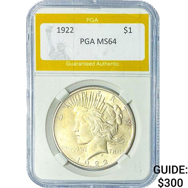 1922 Silver Peace Dollar PGA MS64