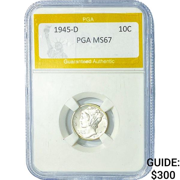 1945-D Mercury Silver Dime PGA MS67