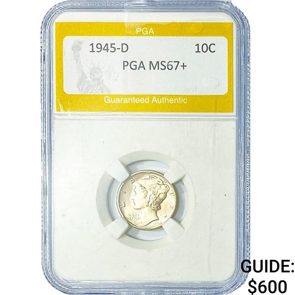 1945-D Mercury Silver Dime PGA MS67+