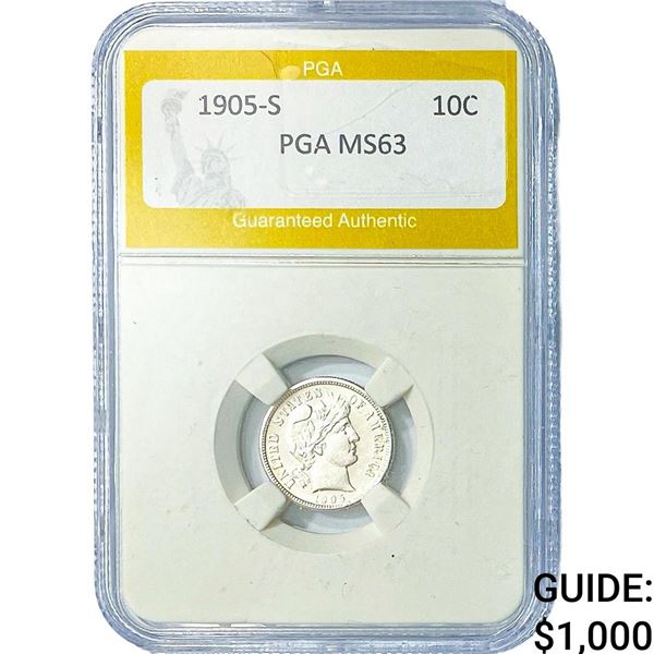 1905-S Barber Dime PGA MS63