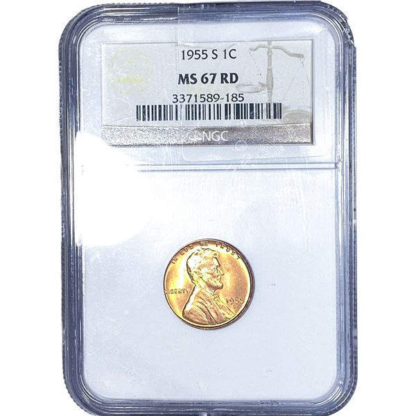 1955-S Wheat Cent NGC MS67 RD