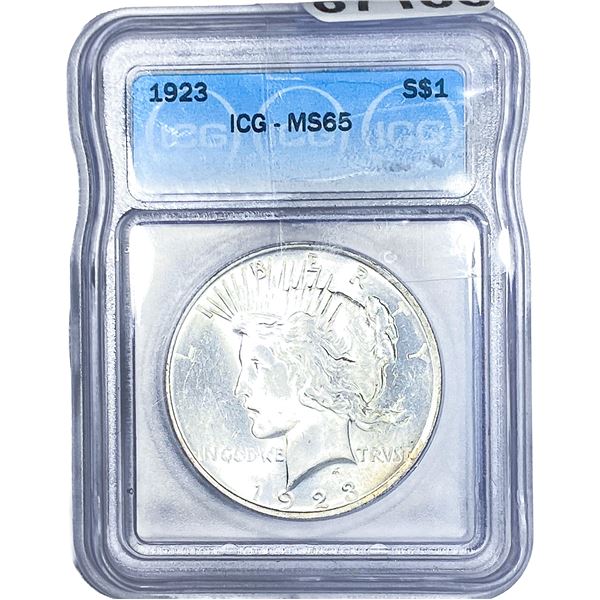 1923 Silver Peace Dollar ICG MS65