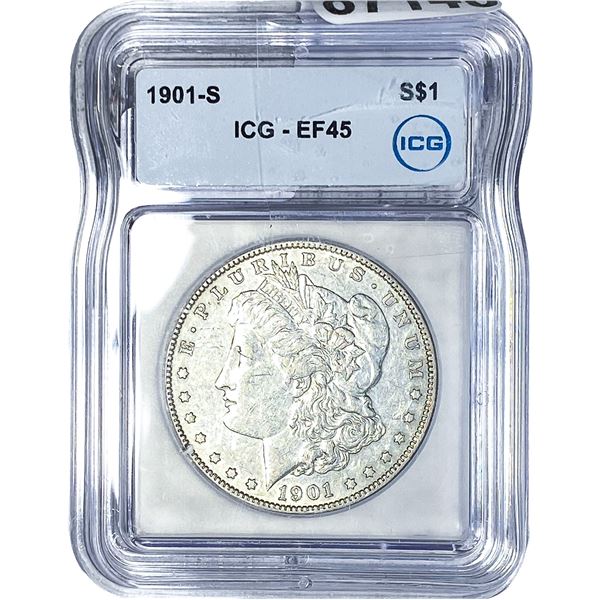 1901-S Morgan Silver Dollar ICG EF45