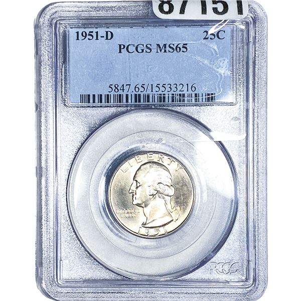 1951-D Washington Silver Quarter PCGS MS65
