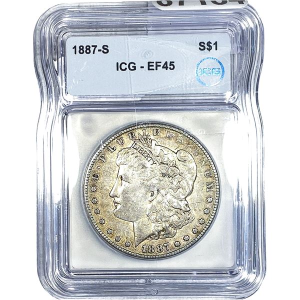 1887-S Morgan Silver Dollar ICG EF45